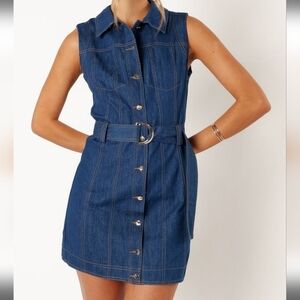 PETAL & PUP NWT SLEEVELESS DENIM MINI SHIRTDRESS SZ 4